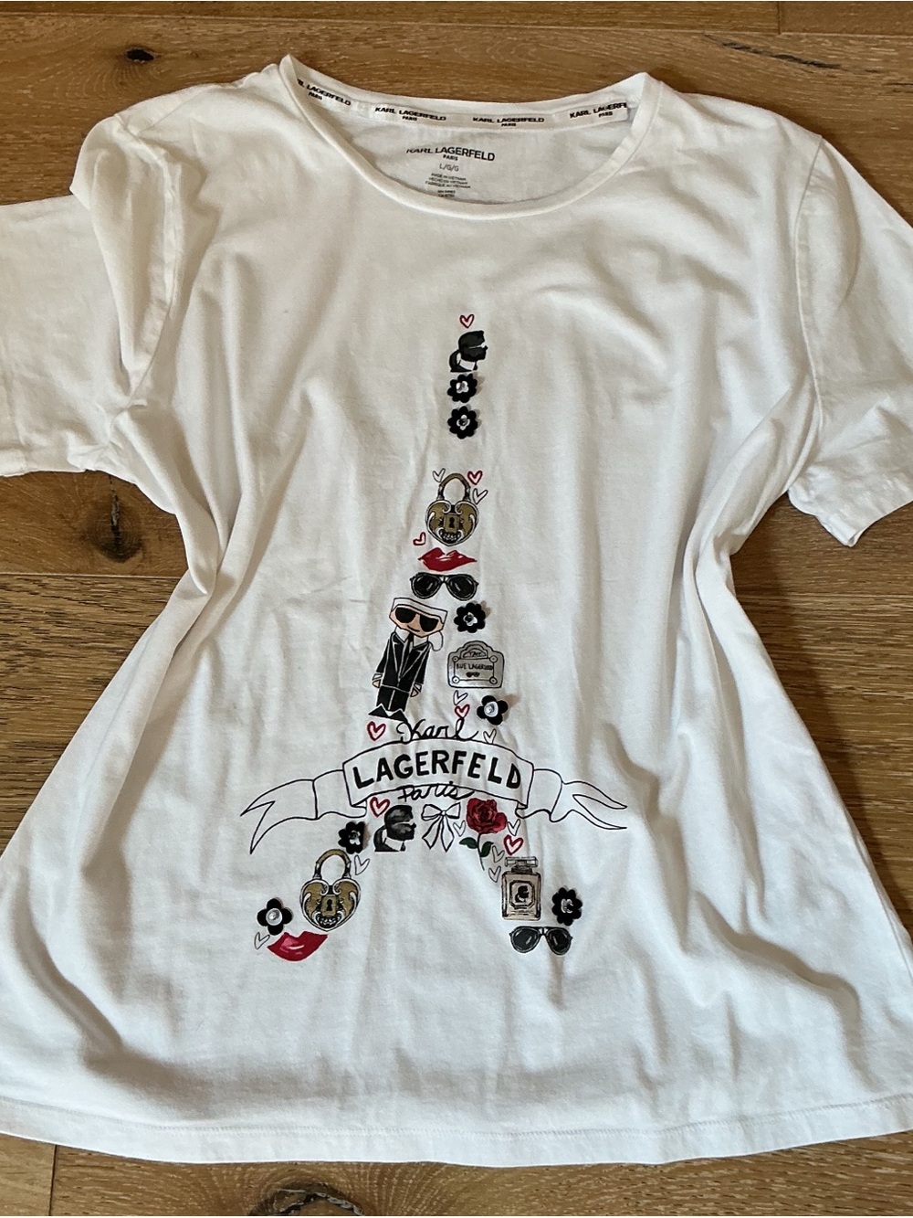 Karl Lagerfeld White Tee with Eiffel Tower